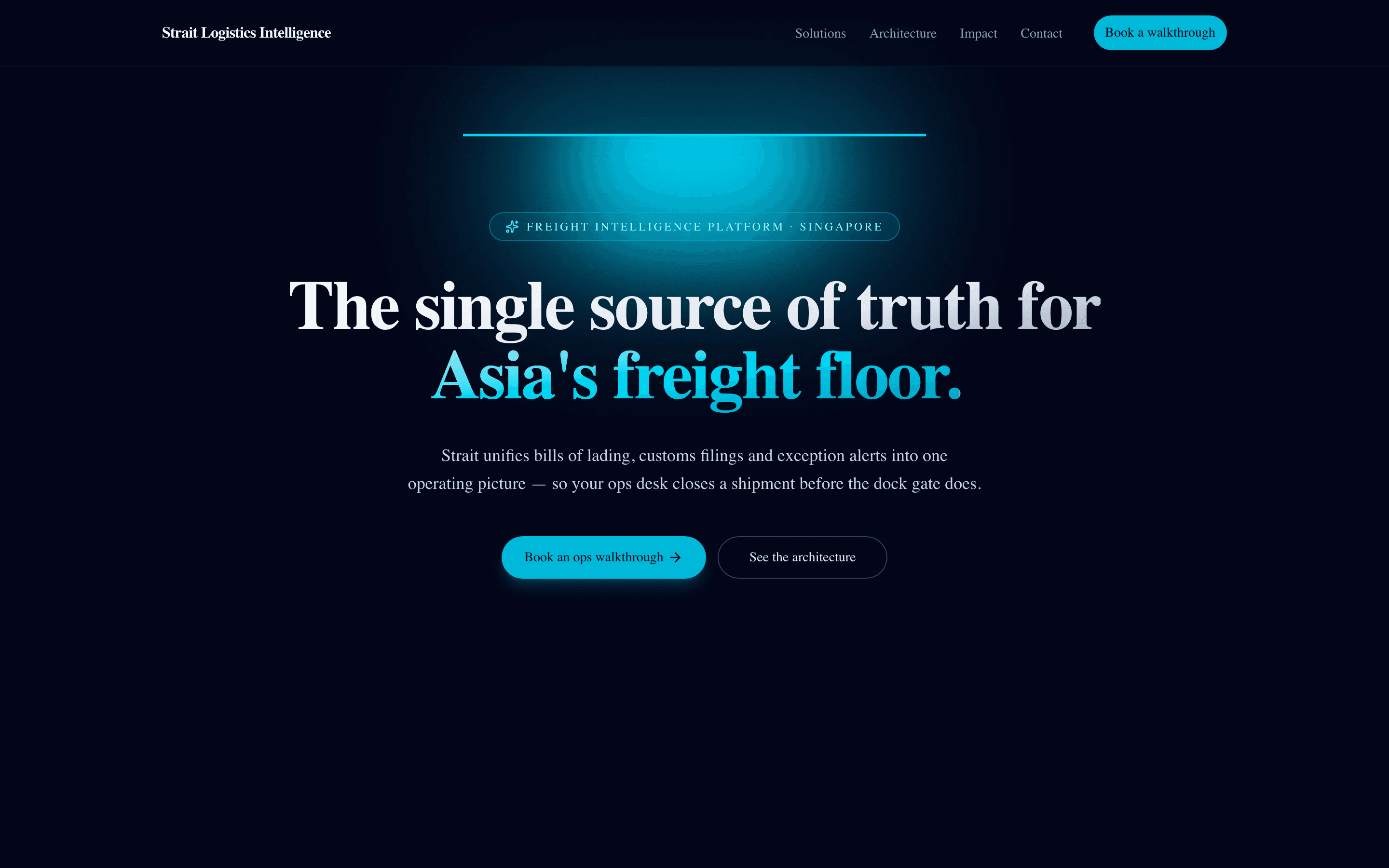 Strait Logistics Intelligence — a site built and shipped through this pipeline